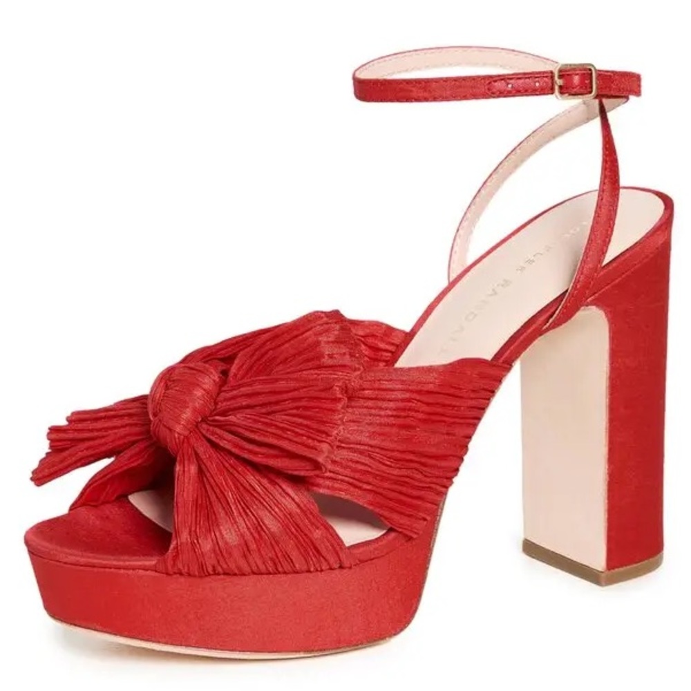 Loeffler Randall Natalia Pleated Bow Platform Sandals